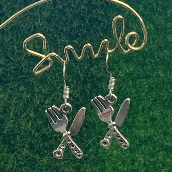 Knife Earring, Fork Earring, Utensil Earring, Chef Earring, Cook Earring, Gift - Picture 2 of 6